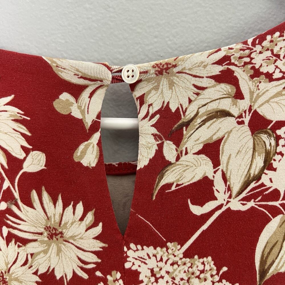 J Jill Floral T Shirt Dress Lounge Loungewear Casual Sz XL Red Stretch A line - Picture 9 of 13